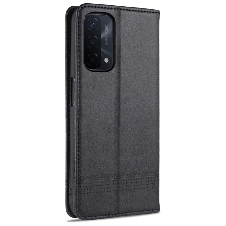AZNS For Oppo A93 5G/A74 5G Phone Case PU Leather Phone Protector Magnetic Absorption Folding Stand Flip Cover with Wallet - Black