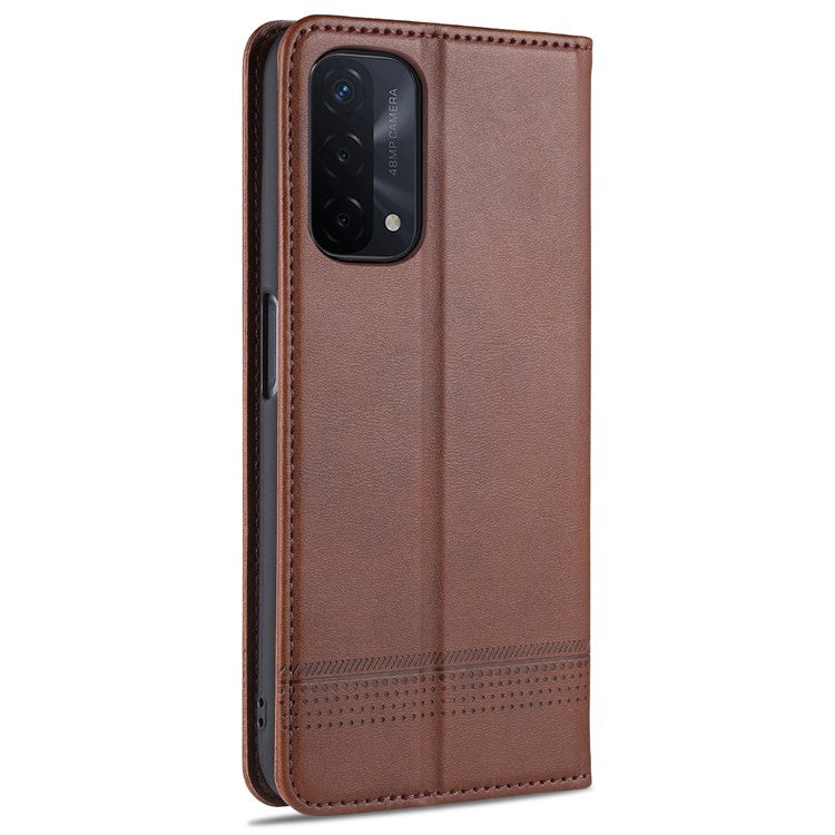 AZNS For Oppo A93 5G/A74 5G Phone Case PU Leather Phone Protector Magnetic Absorption Folding Stand Flip Cover with Wallet - Coffee