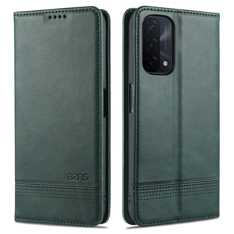 AZNS For Oppo A93 5G/A74 5G Phone Case PU Leather Phone Protector Magnetic Absorption Folding Stand Flip Cover with Wallet - Blackish Green