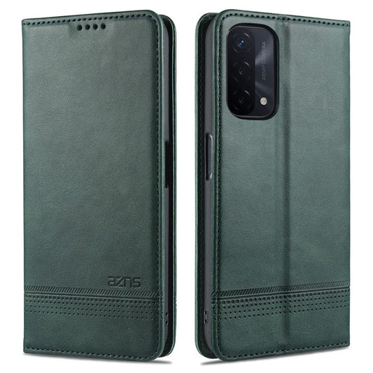 AZNS For Oppo A93 5G/A74 5G Phone Case PU Leather Phone Protector Magnetic Absorption Folding Stand Flip Cover with Wallet - Blackish Green