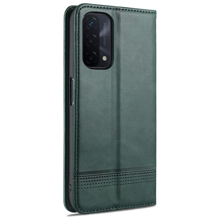 AZNS For Oppo A93 5G/A74 5G Phone Case PU Leather Phone Protector Magnetic Absorption Folding Stand Flip Cover with Wallet - Blackish Green