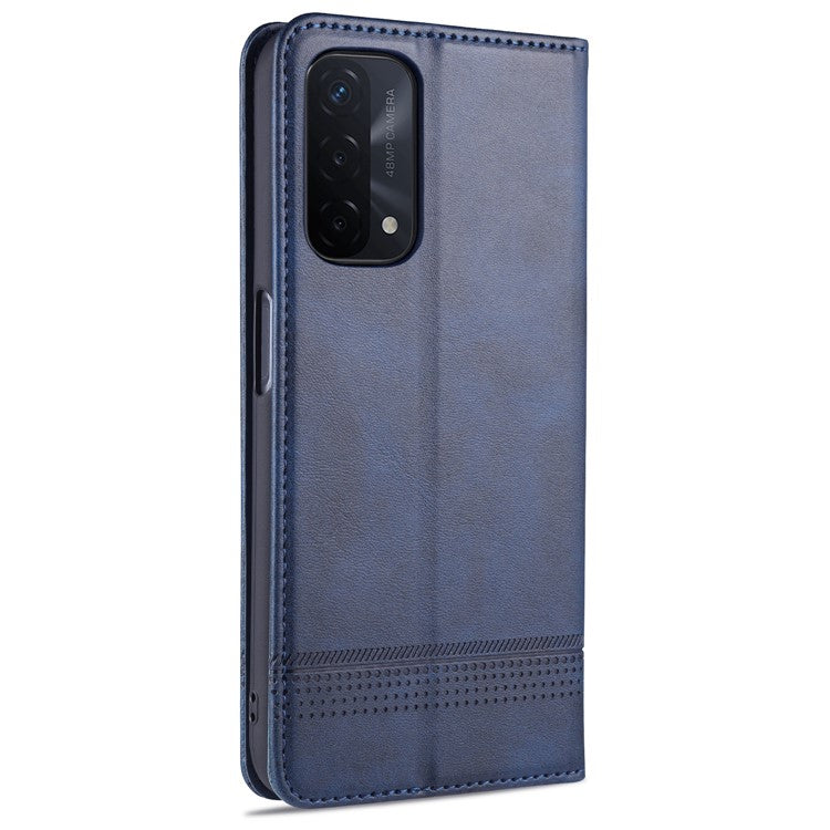 AZNS For Oppo A93 5G/A74 5G Phone Case PU Leather Phone Protector Magnetic Absorption Folding Stand Flip Cover with Wallet - Dark Blue