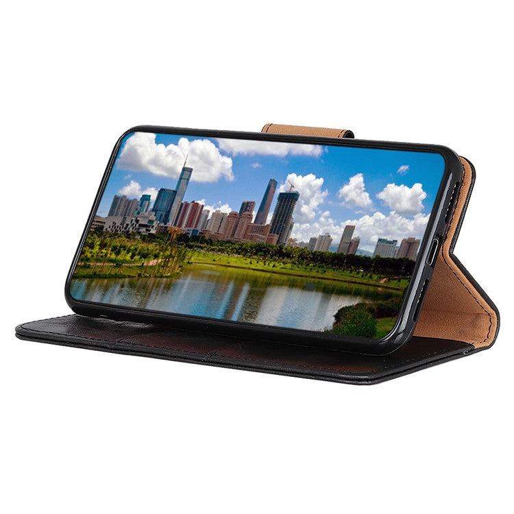 Crazy Horse Texture Stand Wallet Mobile Phone Leather Case for Oppo A54 5G/A74 5G/A93 5G - Black