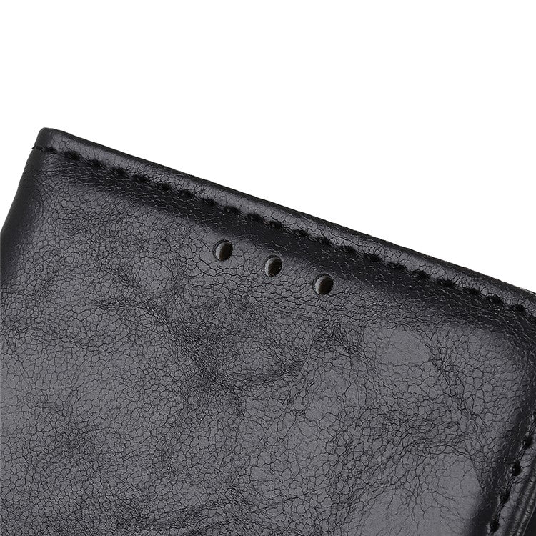 Crazy Horse Texture Stand Wallet Mobile Phone Leather Case for Oppo A54 5G/A74 5G/A93 5G - Black