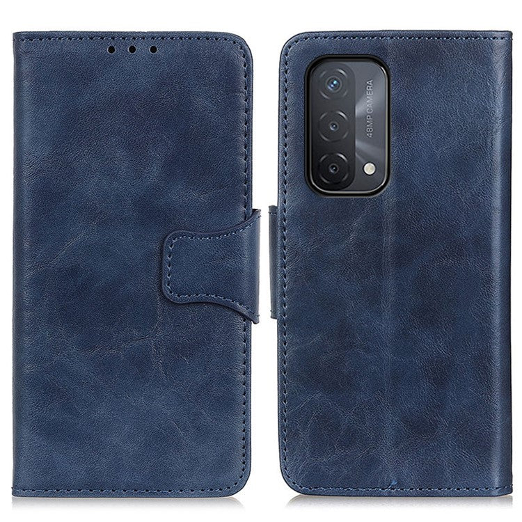 Crazy Horse Texture Stand Wallet Mobile Phone Leather Case for Oppo A54 5G/A74 5G/A93 5G - Blue
