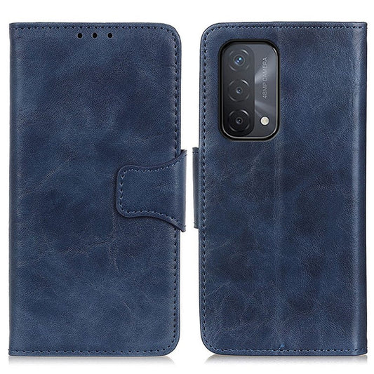 Crazy Horse Texture Stand Wallet Mobile Phone Leather Case for Oppo A54 5G/A74 5G/A93 5G - Blue