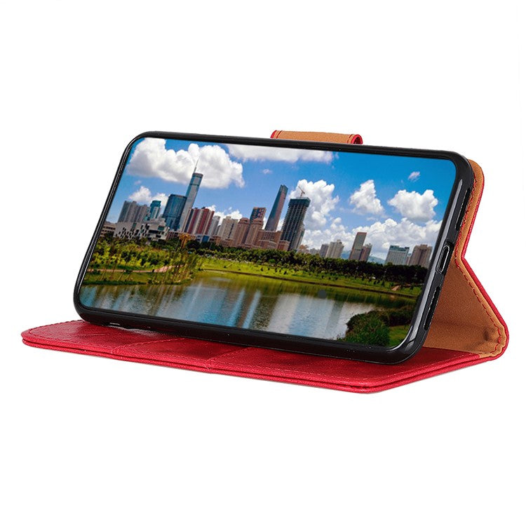 Crazy Horse Texture Stand Wallet Mobile Phone Leather Case for Oppo A54 5G/A74 5G/A93 5G - Red
