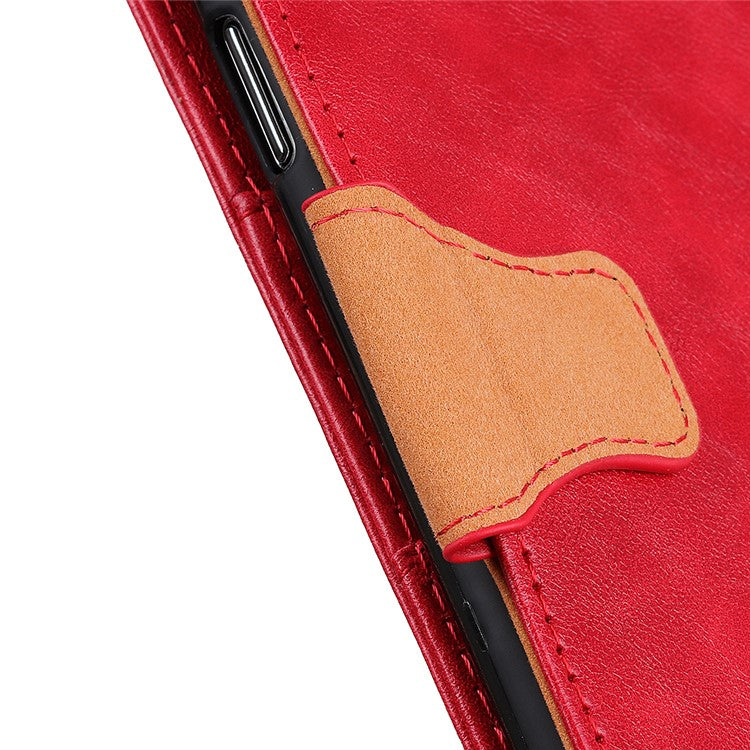 Crazy Horse Texture Stand Wallet Mobile Phone Leather Case for Oppo A54 5G/A74 5G/A93 5G - Red