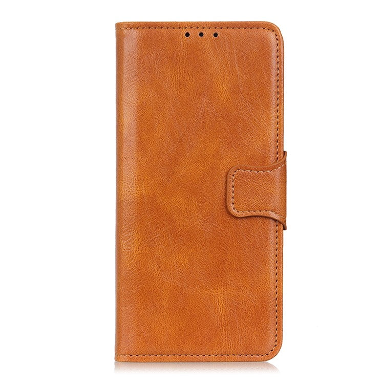 Crazy Horse PU Leather Wallet Stand Protector Cover for Oppo A54 5G/A93 5G/A74 5G - Brown