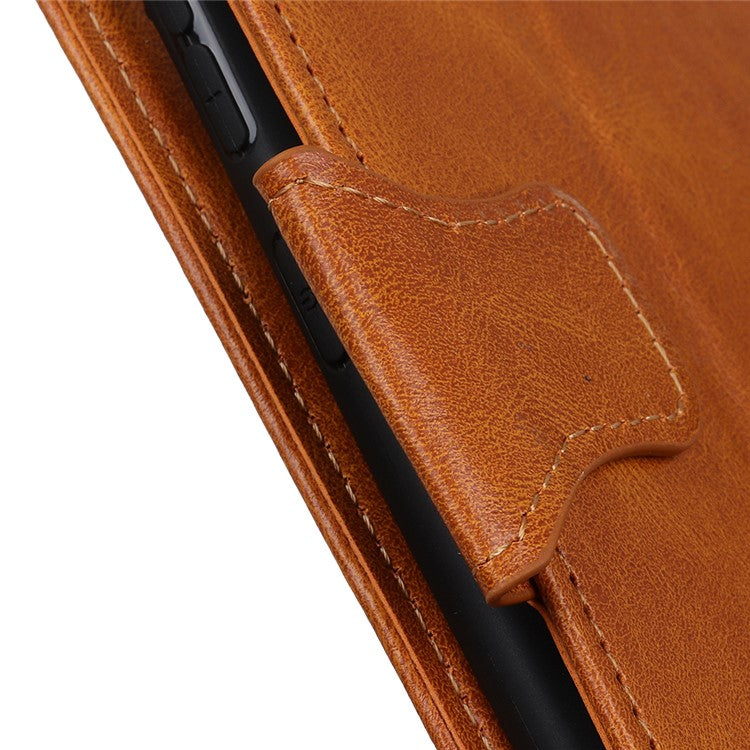 Crazy Horse PU Leather Wallet Stand Protector Cover for Oppo A54 5G/A93 5G/A74 5G - Brown