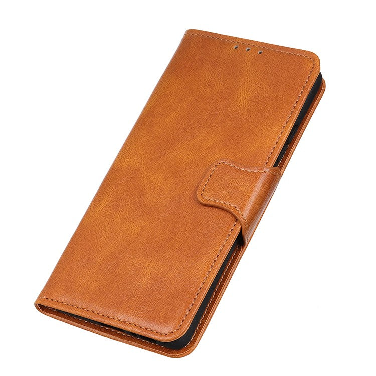 Crazy Horse PU Leather Wallet Stand Protector Cover for Oppo A54 5G/A93 5G/A74 5G - Brown