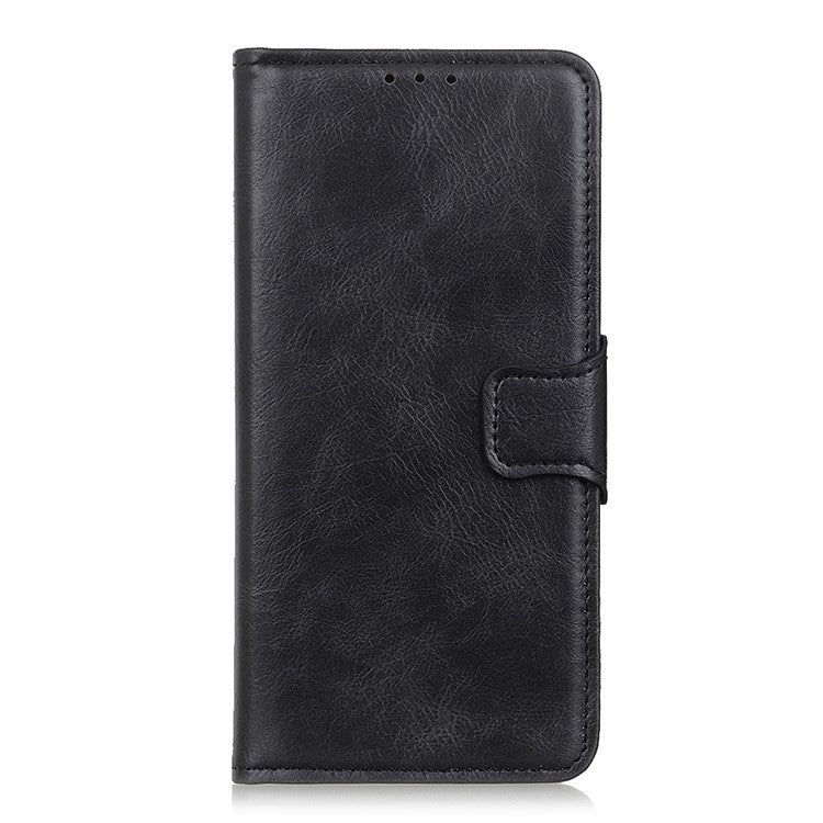 Crazy Horse PU Leather Wallet Stand Protector Cover for Oppo A54 5G/A93 5G/A74 5G - Black