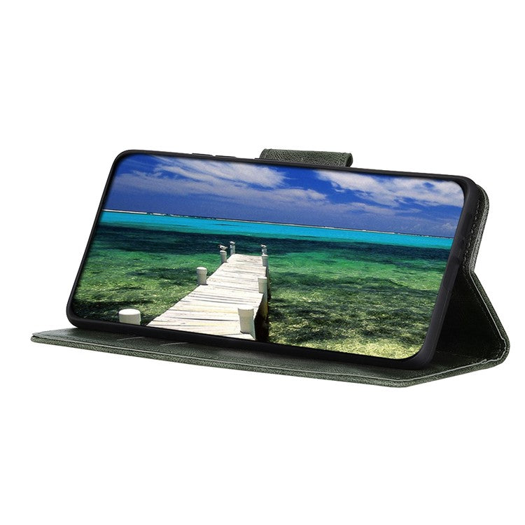 Crazy Horse PU Leather Wallet Stand Protector Cover for Oppo A54 5G/A93 5G/A74 5G - Blackish Green