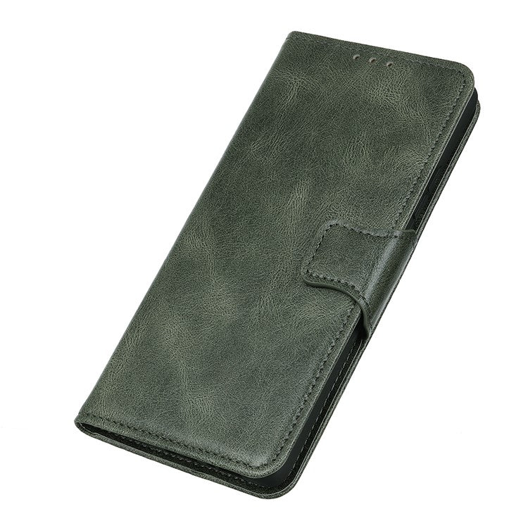 Crazy Horse PU Leather Wallet Stand Protector Cover for Oppo A54 5G/A93 5G/A74 5G - Blackish Green