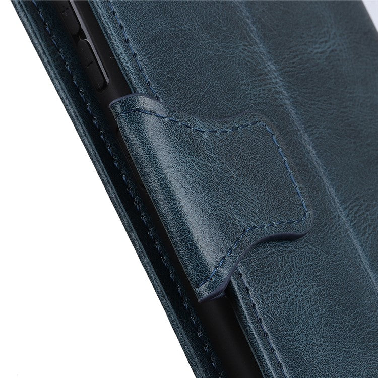 Crazy Horse PU Leather Wallet Stand Protector Cover for Oppo A54 5G/A93 5G/A74 5G - Blue
