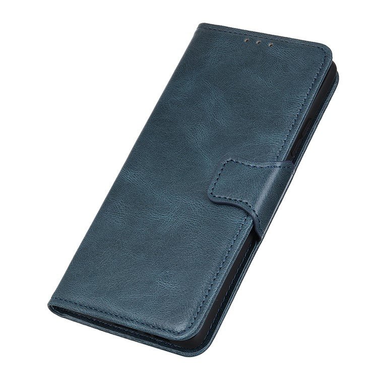 Crazy Horse PU Leather Wallet Stand Protector Cover for Oppo A54 5G/A93 5G/A74 5G - Blue