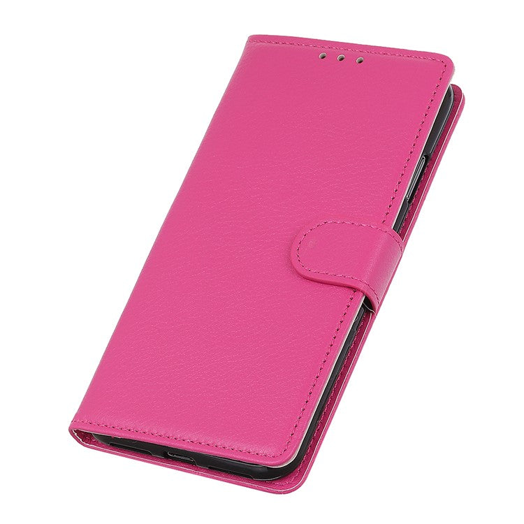 Litchi Skin Leather Full-Protection Phone Shell Case  Cover with Wallet Stand for Oppo A93 5G / A54 5G / A74 5G - Rose