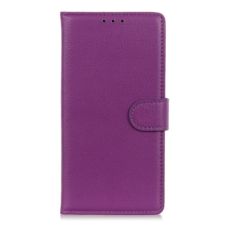 Litchi Skin Leather Full-Protection Phone Shell Case  Cover with Wallet Stand for Oppo A93 5G / A54 5G / A74 5G - Purple