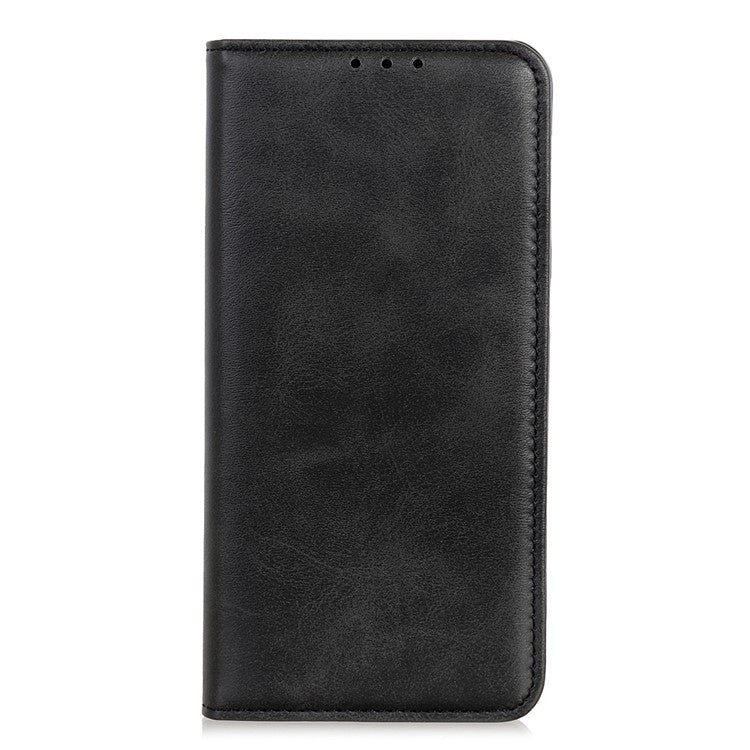 Auto-absorbed Split Leather Wallet Phone Cover for Oppo A93 5G/A54 5G/A74 5G - Black