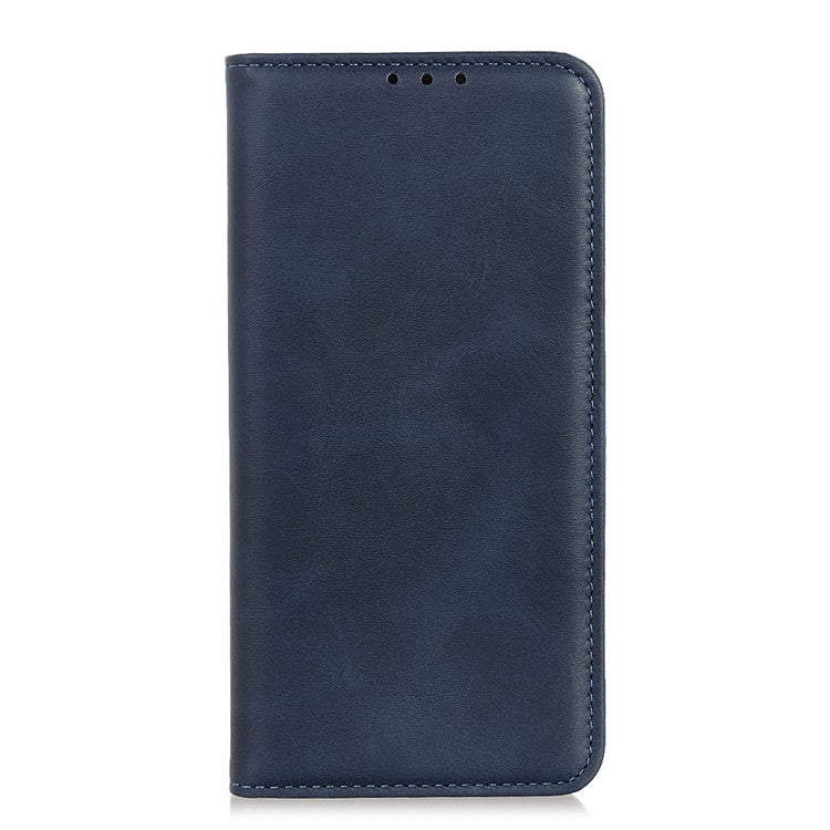 Auto-absorbed Split Leather Wallet Phone Cover for Oppo A93 5G/A54 5G/A74 5G - Blue