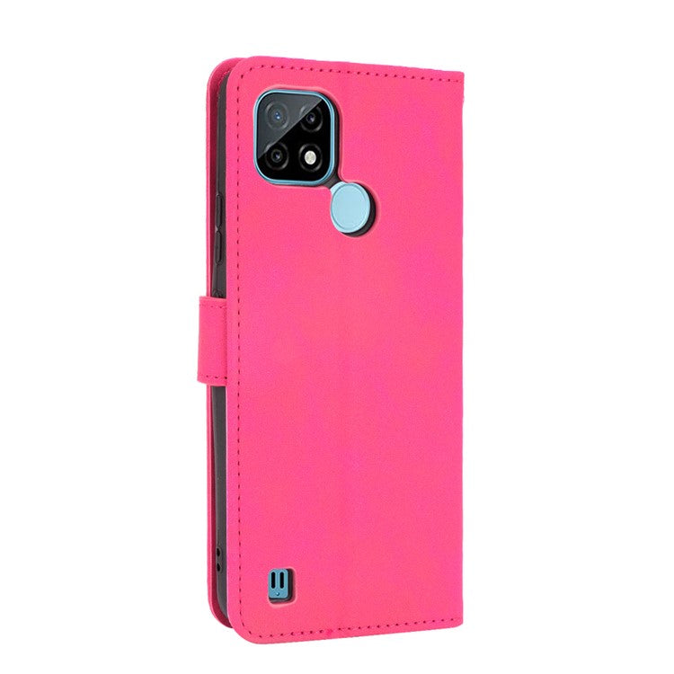 Skin-touch PU Leather Wallet Phone Cover with Supporting Stand for Realme C21 - Rose