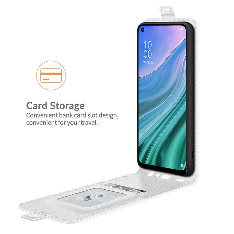 Vertical Flip Crazy Horse Leather Protector Case with Card Slot for Oppo A54 5G/A93 5G/A74 5G/OnePlus Nord N200 5G - White