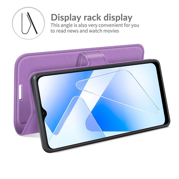Litchi Skin Magnetic Leather Stand Case for Oppo A55 5G - Purple