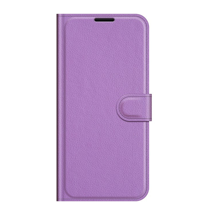 Folio Flip Litchi Texture Leather Wallet Phone Case with Stand for OPPO A54 5G/A93 5G/A74 5G/OnePlus Nord N200 5G - Purple