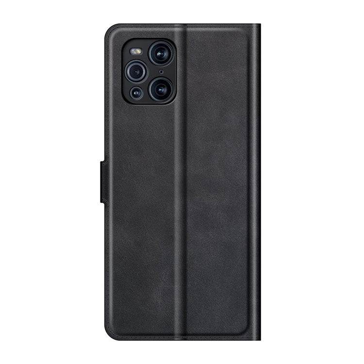 Magnetic Clasp Leather Wallet Standing Protective Case Cover for Oppo Find X3/Find X3 Pro - Black