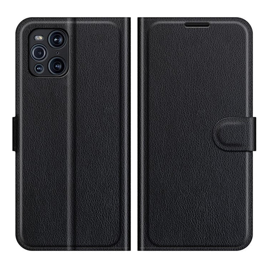 Litchi Skin Magnetic Leather Stand Case for Oppo Find X3 Pro / Oppo Find X3 - Black