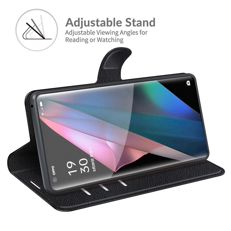 Litchi Skin Magnetic Leather Stand Case for Oppo Find X3 Pro / Oppo Find X3 - Black