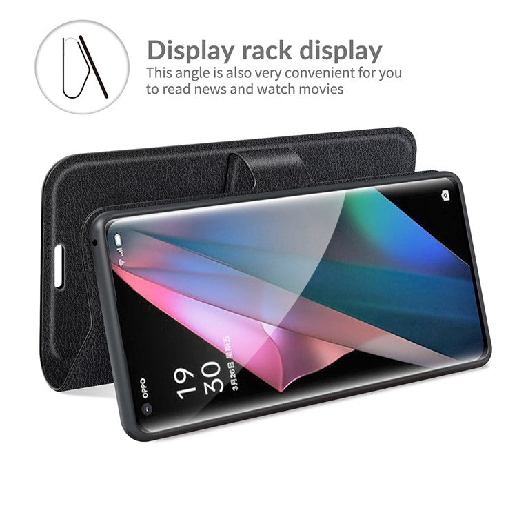 Litchi Skin Magnetic Leather Stand Case for Oppo Find X3 Pro / Oppo Find X3 - Black