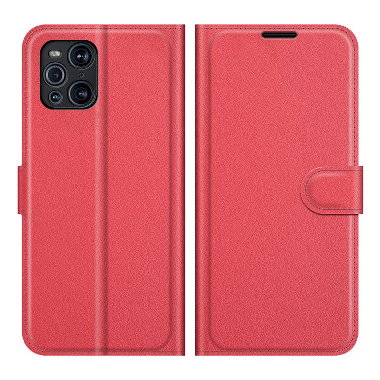 Litchi Skin Magnetic Leather Stand Case for Oppo Find X3 Pro / Oppo Find X3 - Red