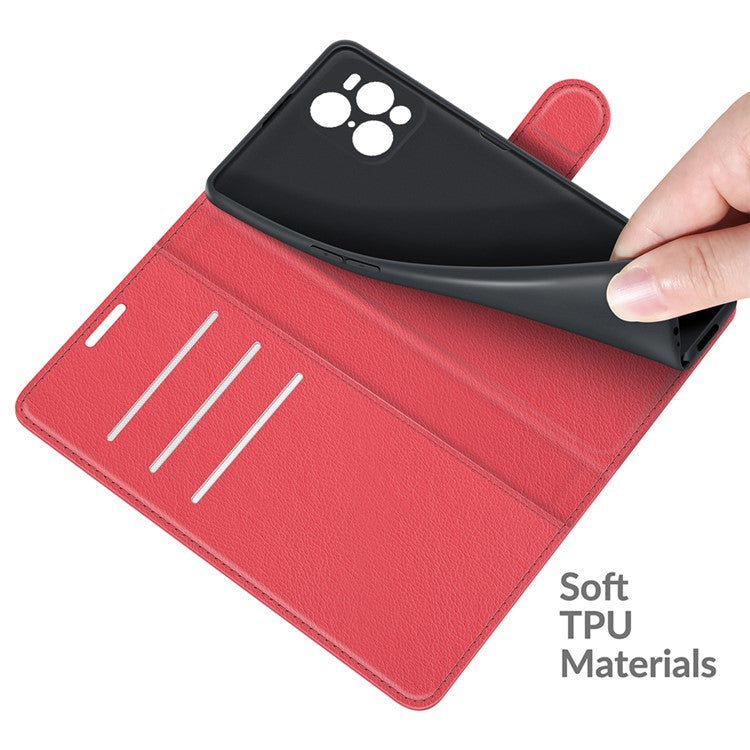 Litchi Skin Magnetic Leather Stand Case for Oppo Find X3 Pro / Oppo Find X3 - Red