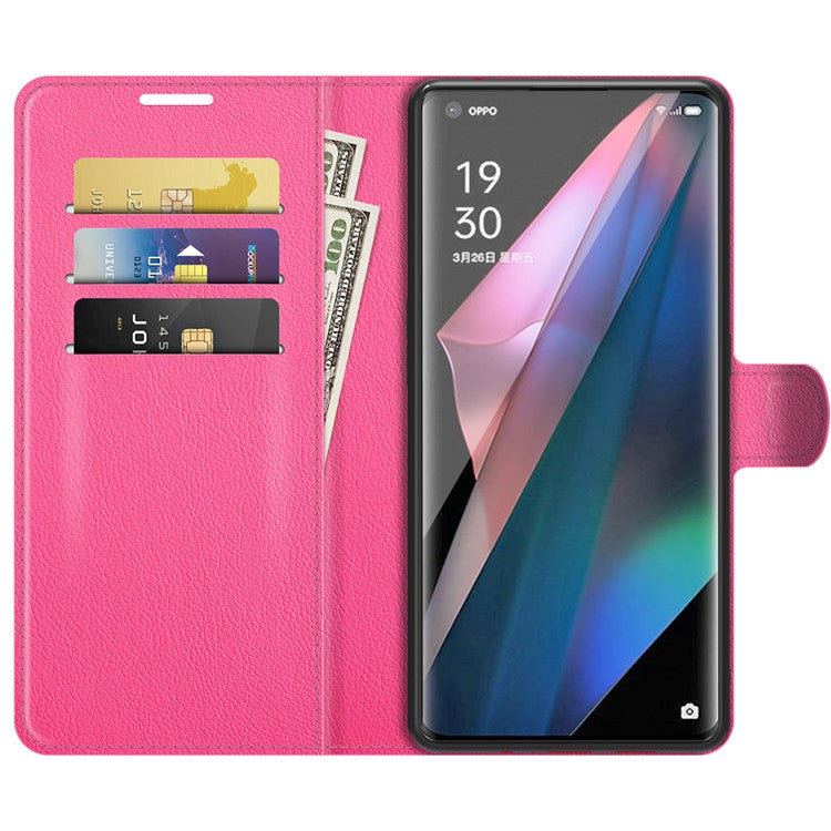 Litchi Skin Magnetic Leather Stand Case for Oppo Find X3 Pro / Oppo Find X3 - Rose