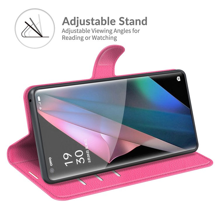 Litchi Skin Magnetic Leather Stand Case for Oppo Find X3 Pro / Oppo Find X3 - Rose