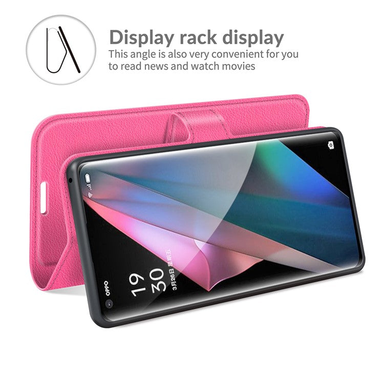Litchi Skin Magnetic Leather Stand Case for Oppo Find X3 Pro / Oppo Find X3 - Rose