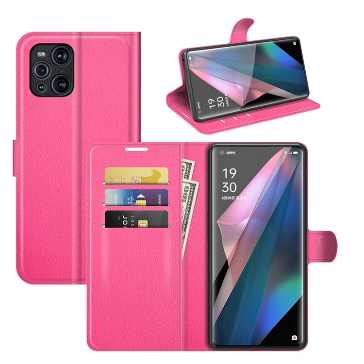 Litchi Skin Magnetic Leather Stand Case for Oppo Find X3 Pro / Oppo Find X3 - Rose