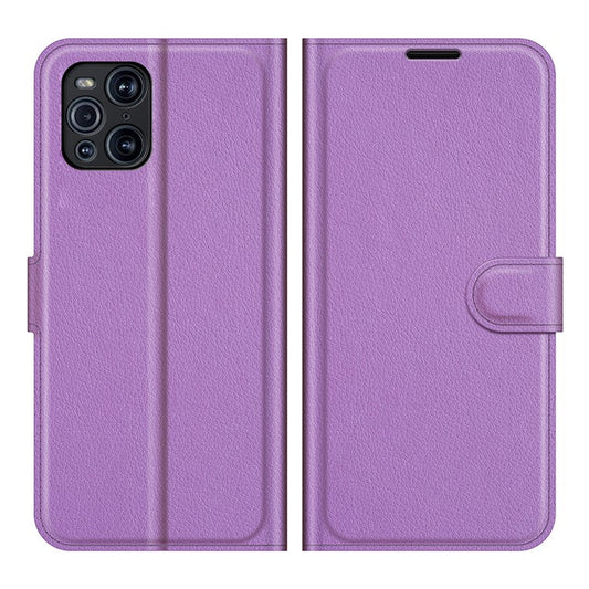 Litchi Skin Magnetic Leather Stand Case for Oppo Find X3 Pro / Oppo Find X3 - Purple