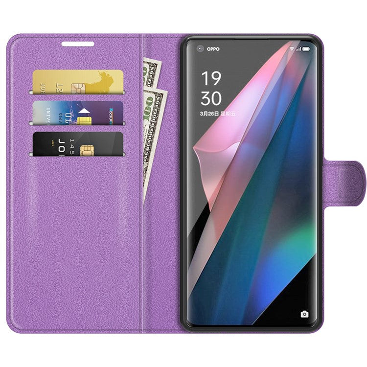 Litchi Skin Magnetic Leather Stand Case for Oppo Find X3 Pro / Oppo Find X3 - Purple