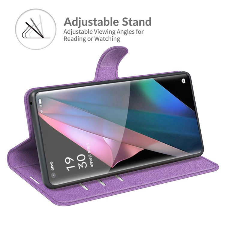 Litchi Skin Magnetic Leather Stand Case for Oppo Find X3 Pro / Oppo Find X3 - Purple