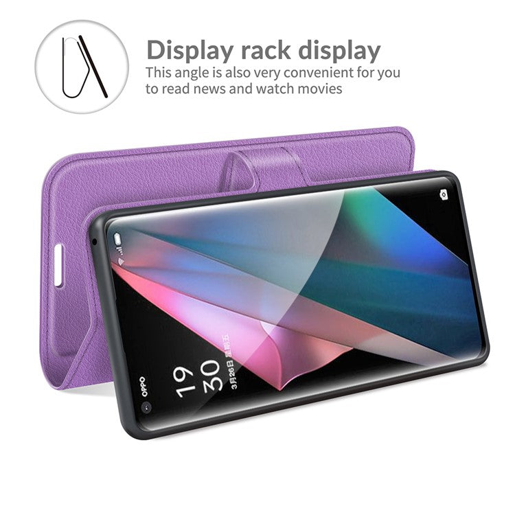 Litchi Skin Magnetic Leather Stand Case for Oppo Find X3 Pro / Oppo Find X3 - Purple