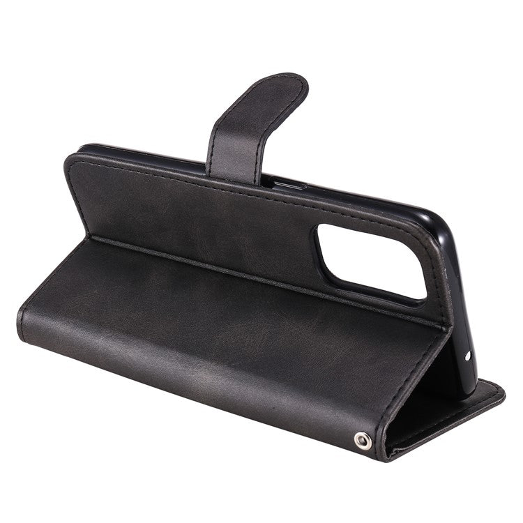 Wallet Stand Leather Protective Phone Case Zipper Pocket Design Cover Shell for Oppo Reno5 5G/Reno5 4G/Reno5 K/Find X3 Lite - Black
