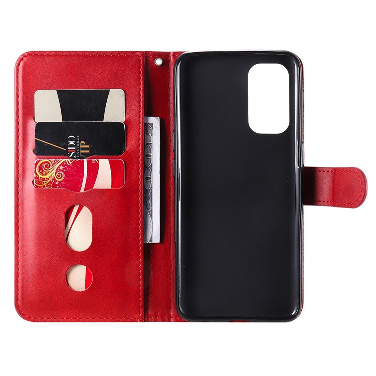 Wallet Stand Leather Protective Phone Case Zipper Pocket Design Cover Shell for Oppo Reno5 5G/Reno5 4G/Reno5 K/Find X3 Lite - Red