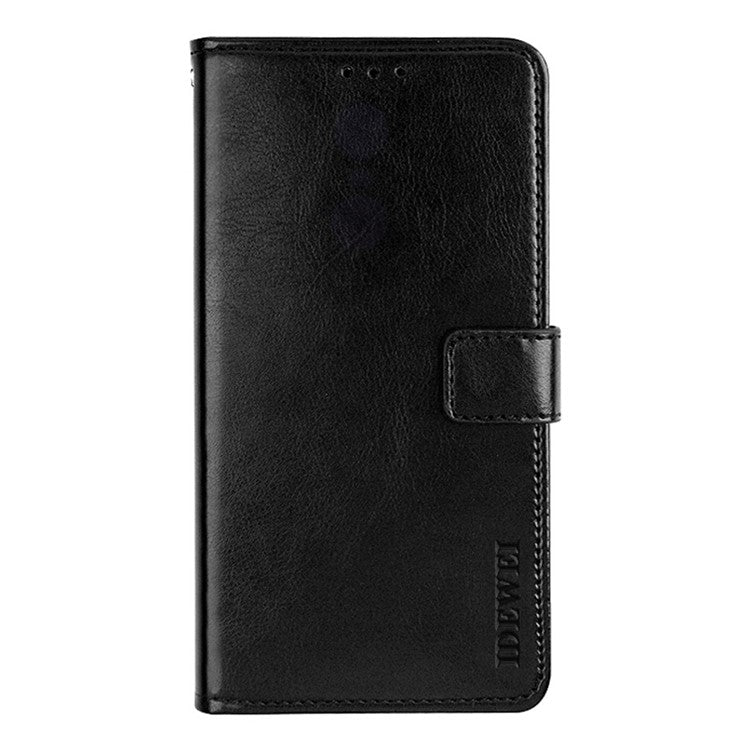 IDEWEI Folio Flip Crazy Horse Texture Leather Casing with Wallet Stand for Realme 8 Pro / Realme 8 - Black