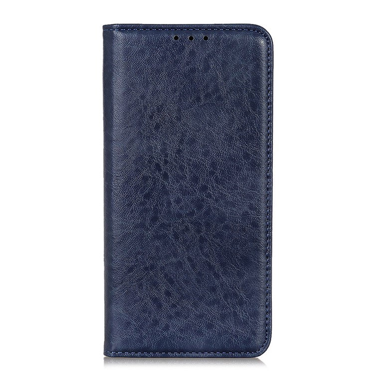 Auto-absorbed Crazy Horse Texture Leather Case Wallet Stand Shell for Oppo A93 5G/A54 5G/A74 5G - Blue