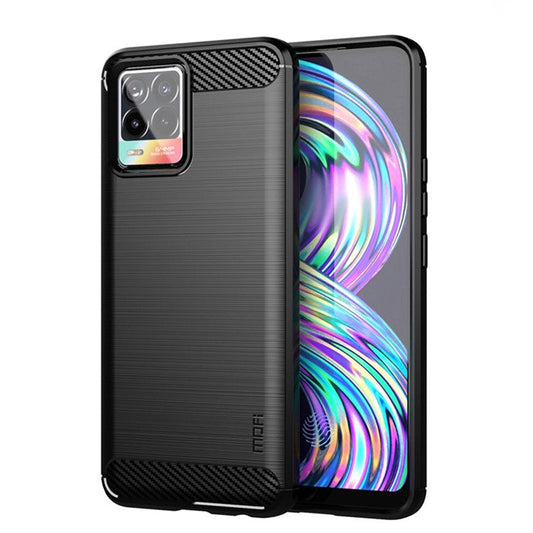 MOFI Carbon Fiber Brushed TPU Case Covering for Realme 8 Pro / Realme 8 - Black