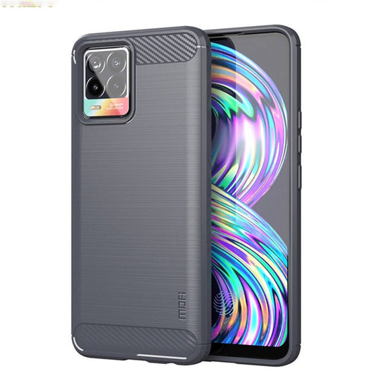 MOFI Carbon Fiber Brushed TPU Case Covering for Realme 8 Pro / Realme 8 - Grey