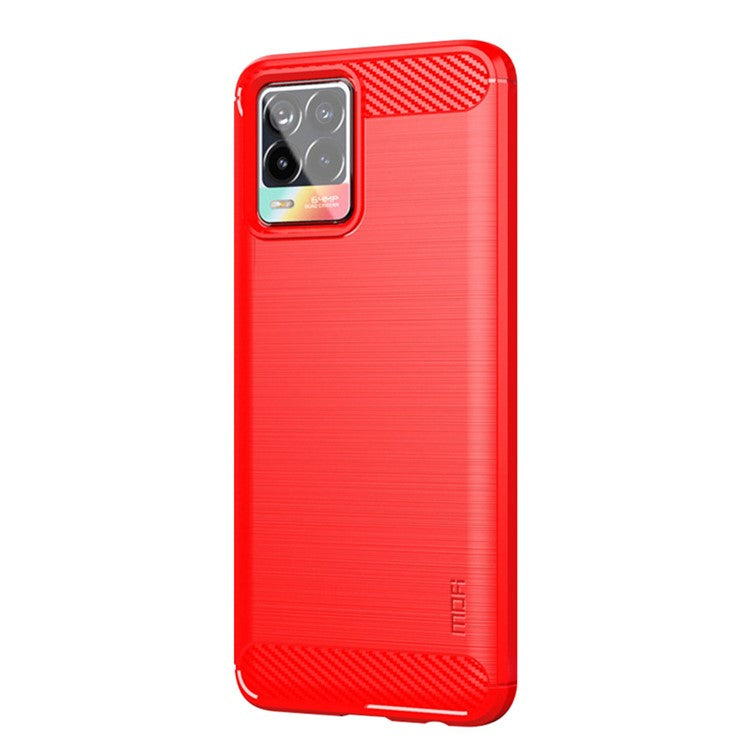 MOFI Carbon Fiber Brushed TPU Case Covering for Realme 8 Pro / Realme 8 - Red