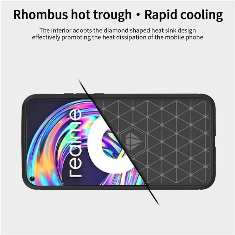 MOFI Carbon Fiber Brushed TPU Case Covering for Realme 8 Pro / Realme 8 - Red